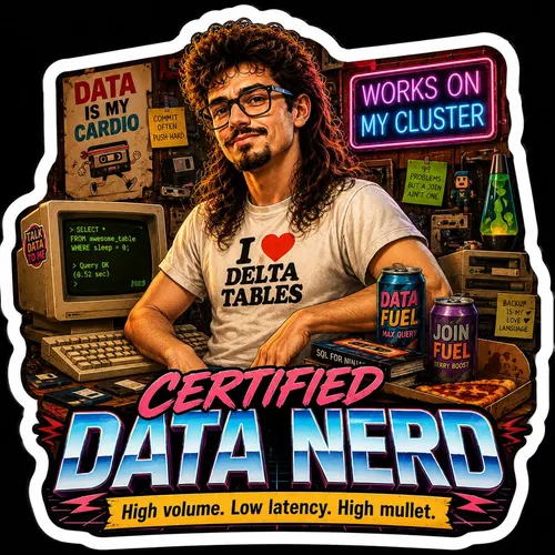 Retro sticker reading “Certified data nerd”